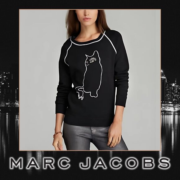 RARE Marc Jacobs Rue Black Cat Intarsia Sweatshirt (size S) - Picture 1 of 15